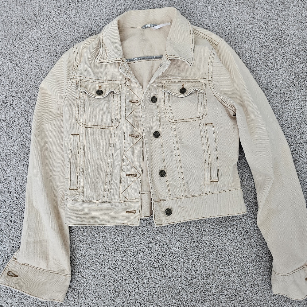VINTAGE Free People Denim Jacket XS Light Pink